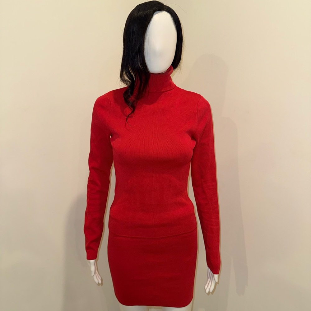 More to Come Red Turtleneck Skirt Set